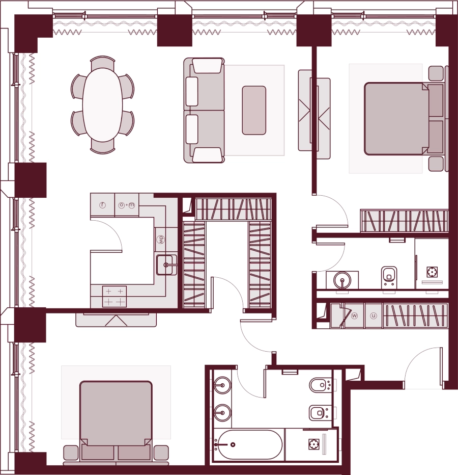 Трехкомнатные